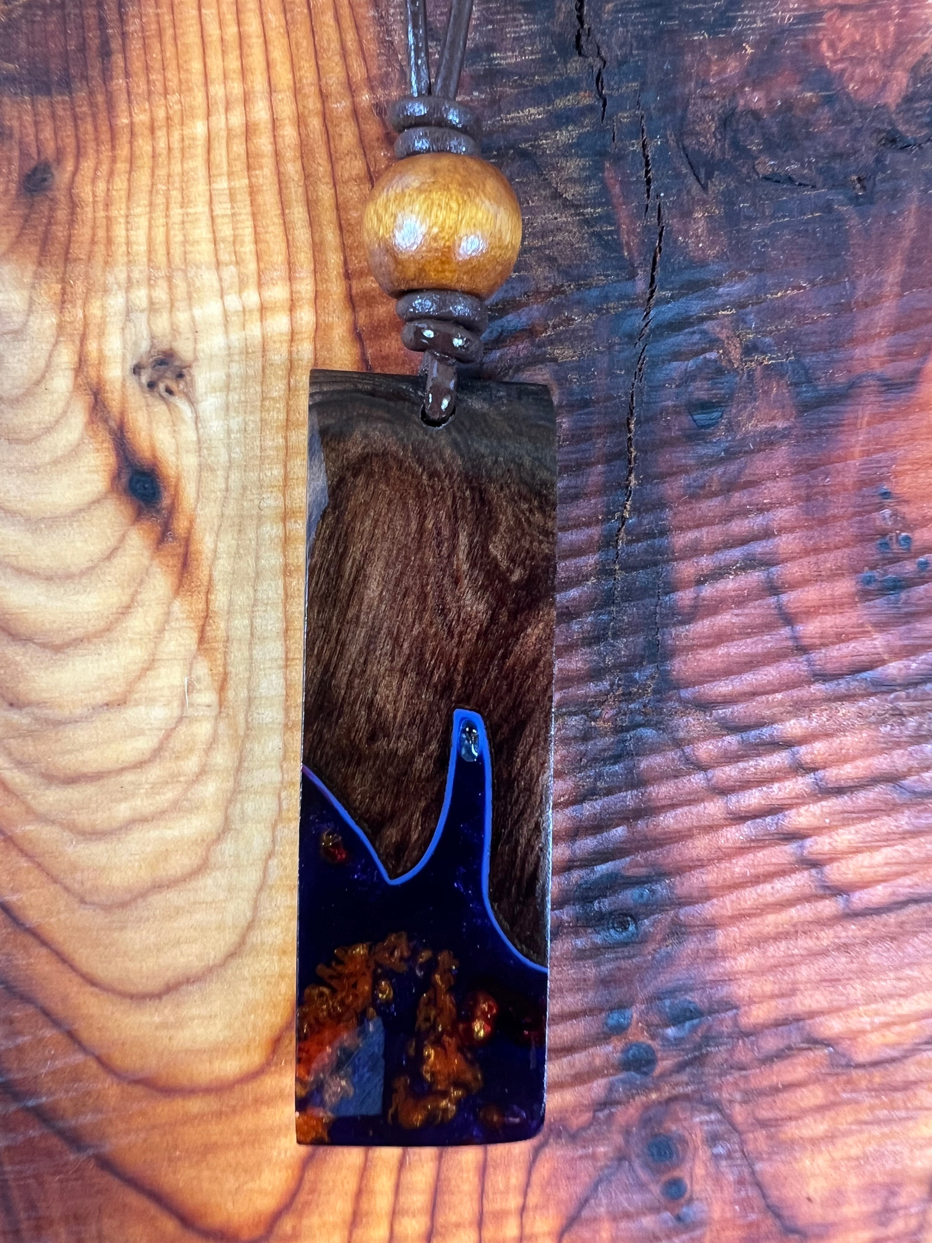 Bog Yew & Twilight Ember Resin Pendant