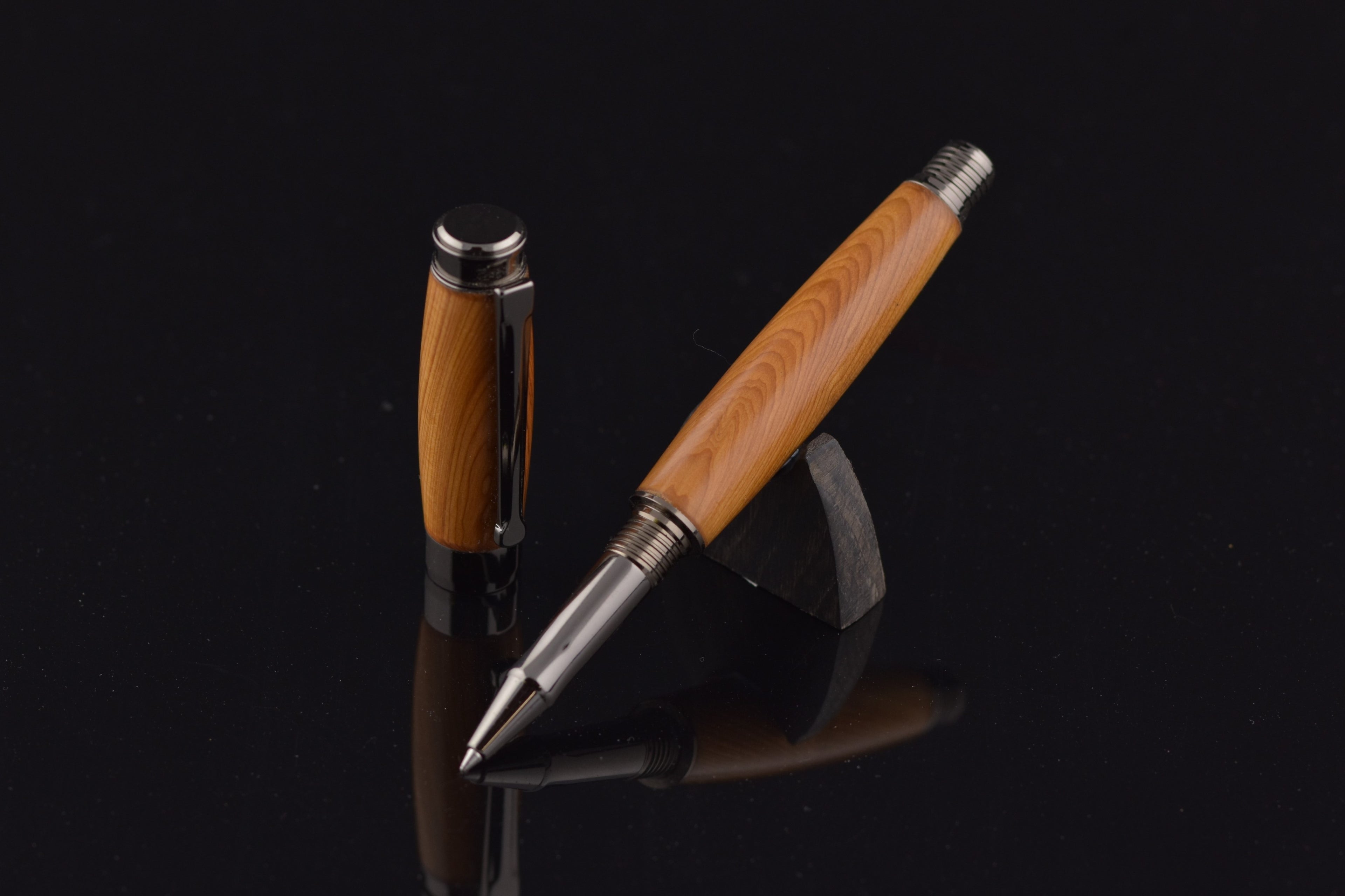 Gun Metal Roller Ball Pen with Killarney Yew